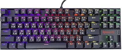 Redragon K552 KUMARA RGB Blue Switches Arabic TKL Compact Gaming Mechanical Keyboard